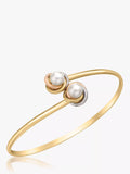IBB 9ct three colour gold double knot pearl bangle - British product