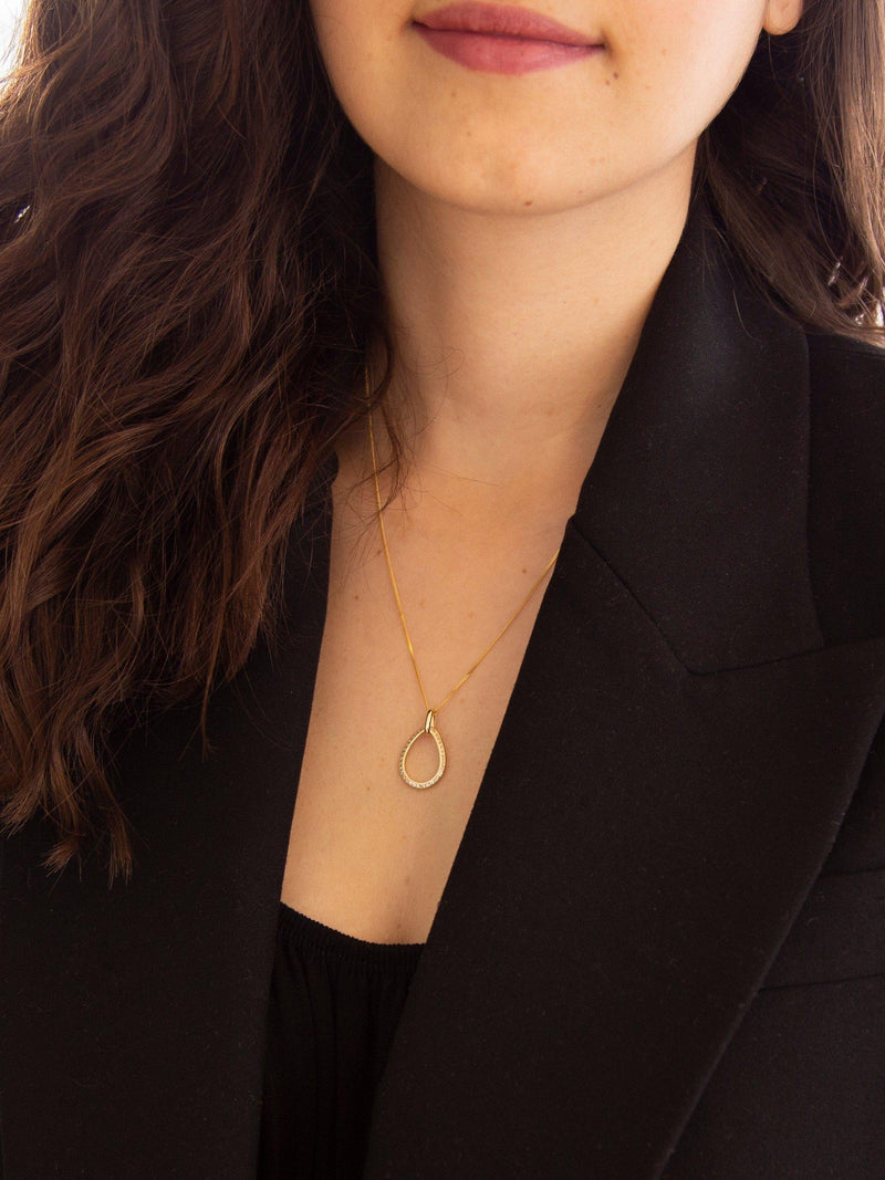 IBB 9ct gold cubic zirconia teardrop pendant (British brand)
