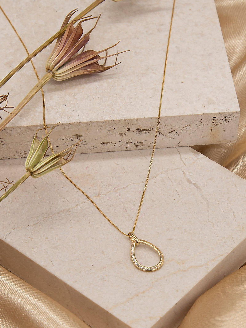 IBB 9ct gold cubic zirconia teardrop pendant (British brand)