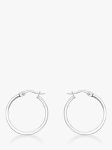 John Lewis IBB 18ct White Gold Rectangular Tube Creole Earrings, 2cm- Buy online at McGrocer