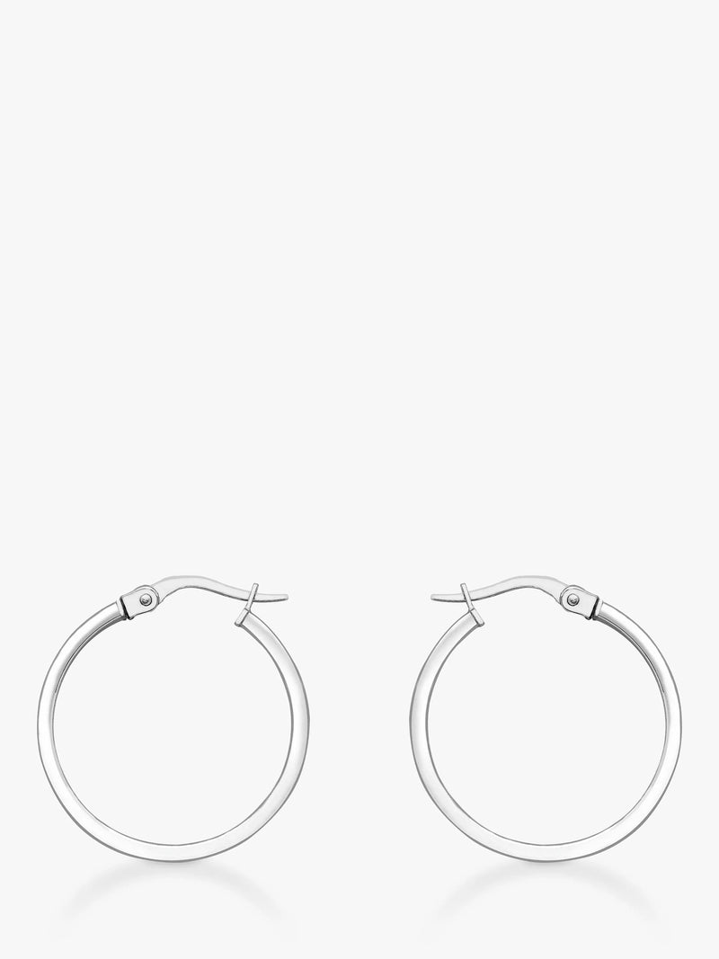 IBB 18ct white gold rectangular tube creole earrings - British product