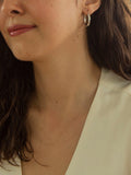 IBB 18ct white gold rectangular tube creole earrings - British product