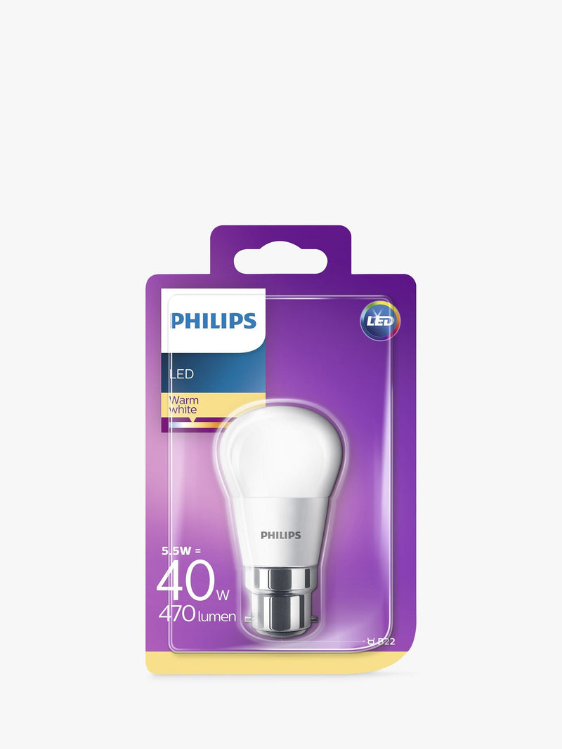 Philips 5W BC LED golf ball bulb frosted - British product