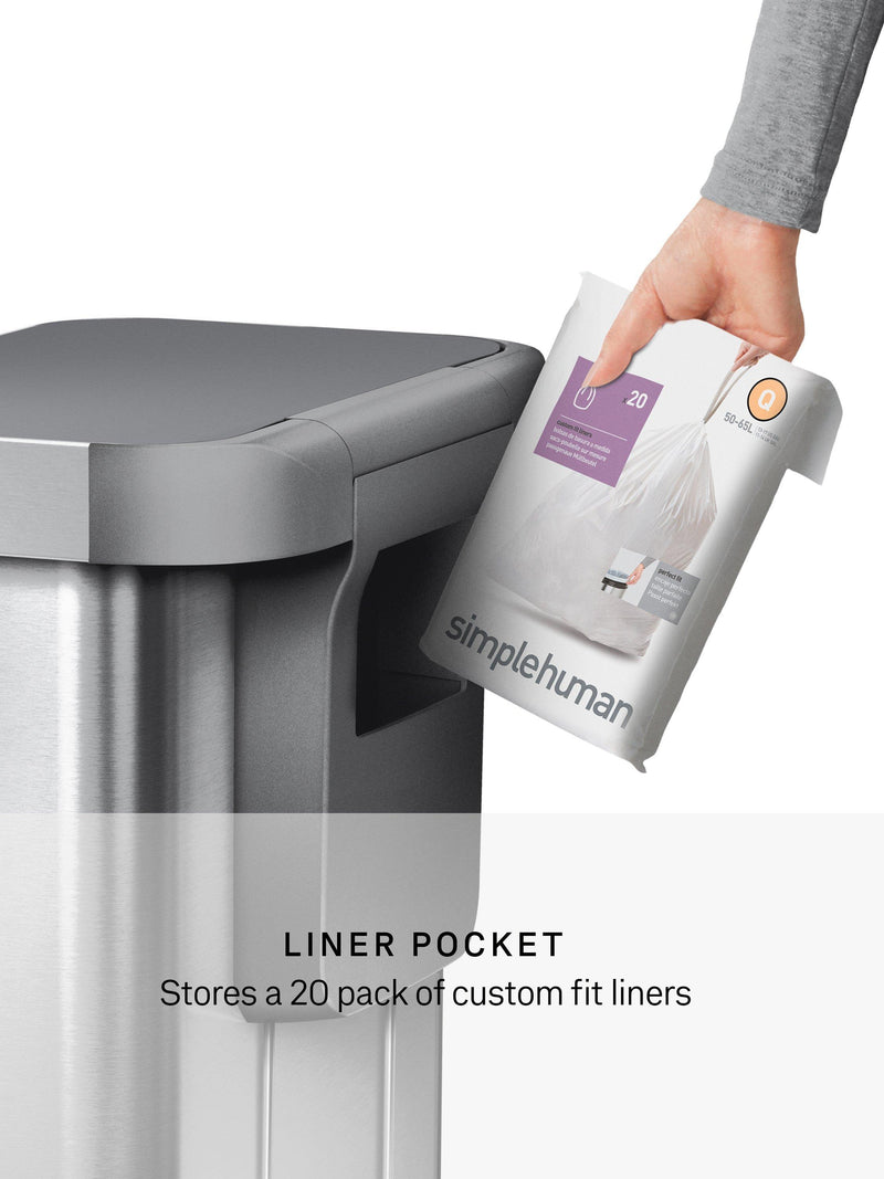 simplehuman rectangular liner pocket pedal bin 55L, UK version