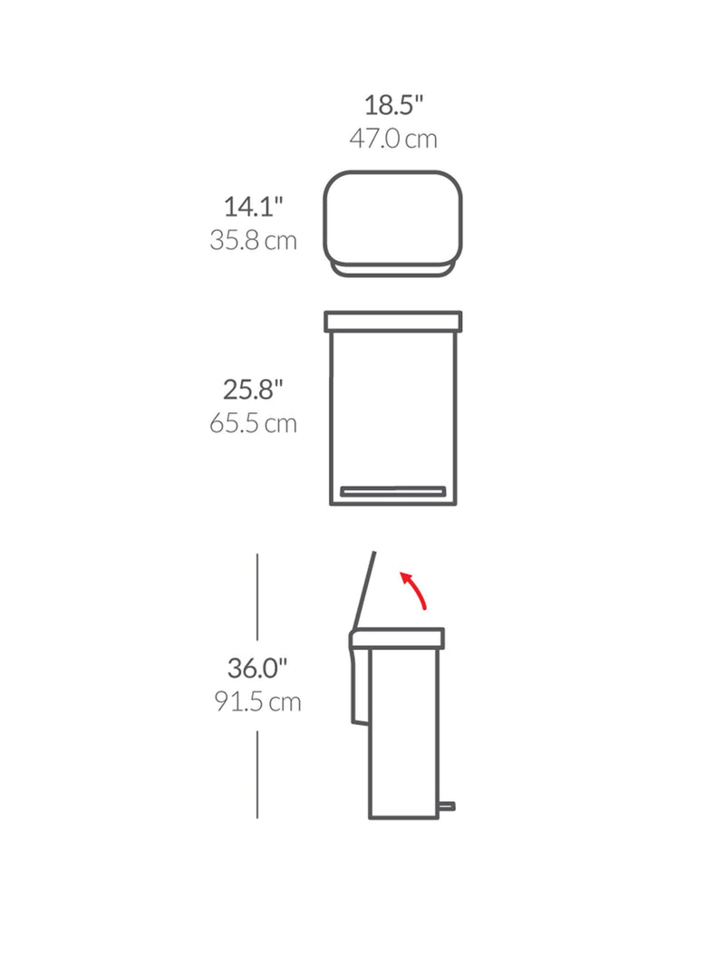 simplehuman rectangular liner pocket pedal bin 55L, UK version