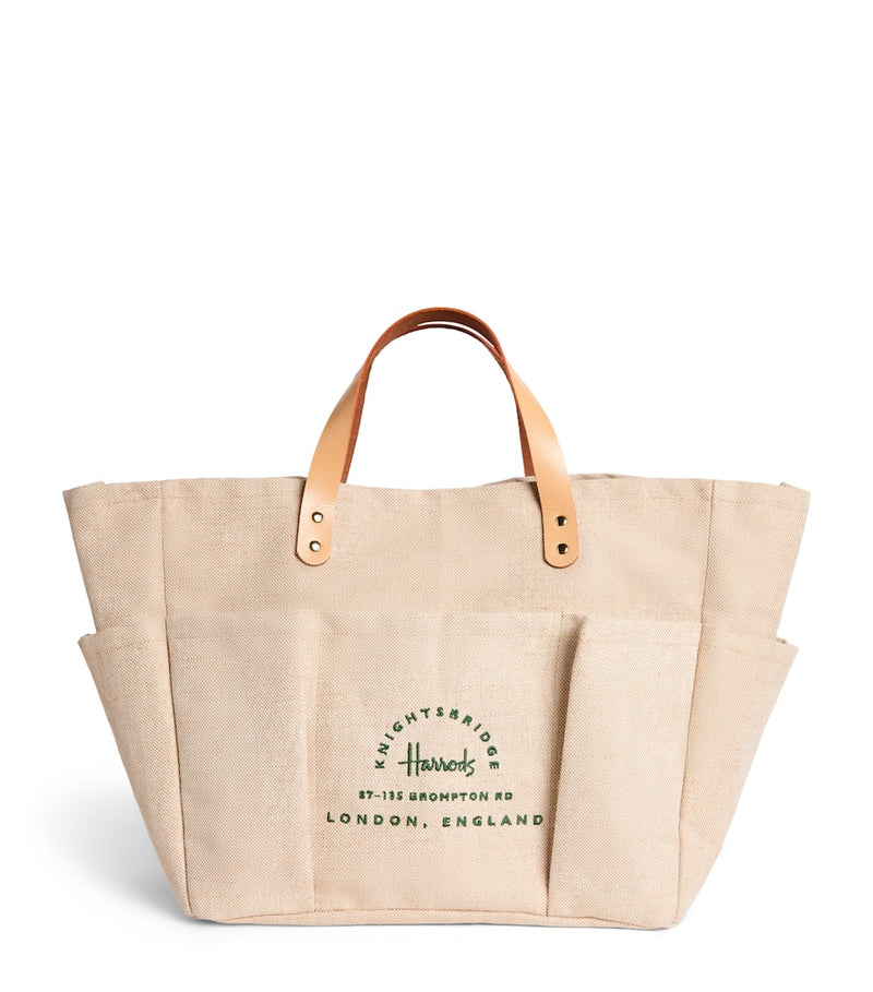Harrods large jute garden tote bag, imported from the UK
