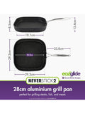 Eaziglide square non-stick grill pan 28cm - British product