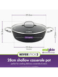 Eaziglide aluminium non-stick shallow casserole with lid 28cm - British product