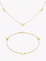 John Lewis IBB 9ct Yellow Gold Box Chain Heart Necklace and Bracelet Set- Buy online at McGrocer