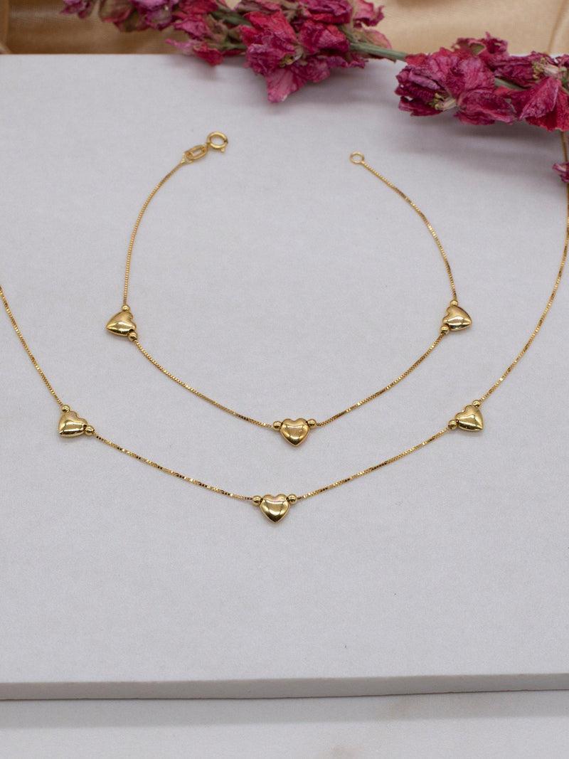 IBB 9ct yellow gold heart necklace set, imported from the UK