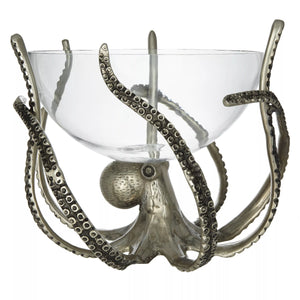 Ornate Octopus Stand and Glass Bowl for Table Centerpiece