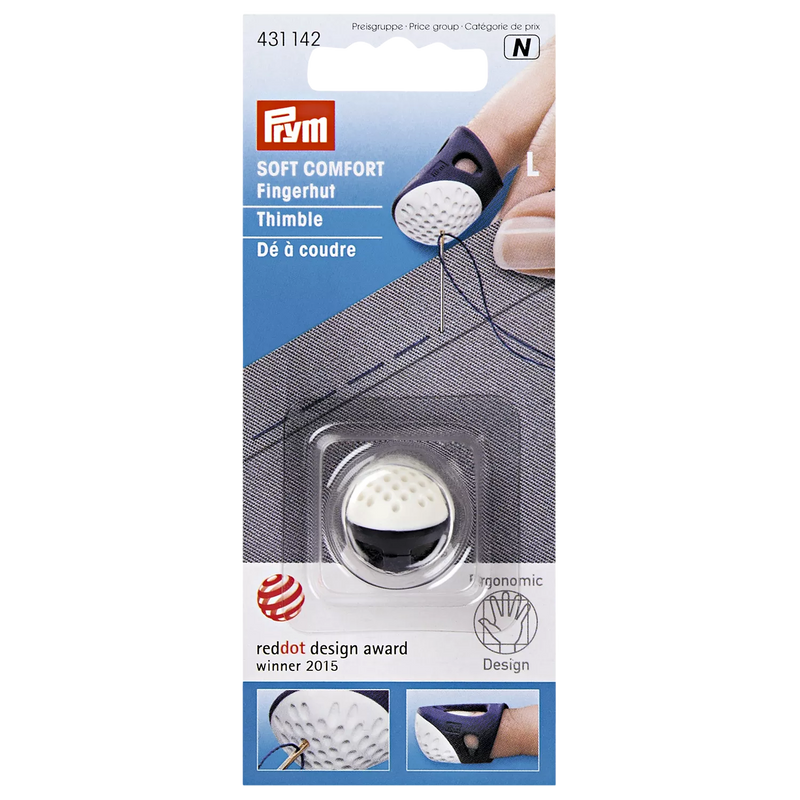 Prym large ergonomics thimble in blue and white - British product
