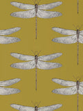 Dragonfly Pattern Wallpaper with Iridescent and Matte Finish in Shell Color