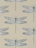 Dragonfly Pattern Wallpaper with Iridescent and Matte Finish in Shell Color