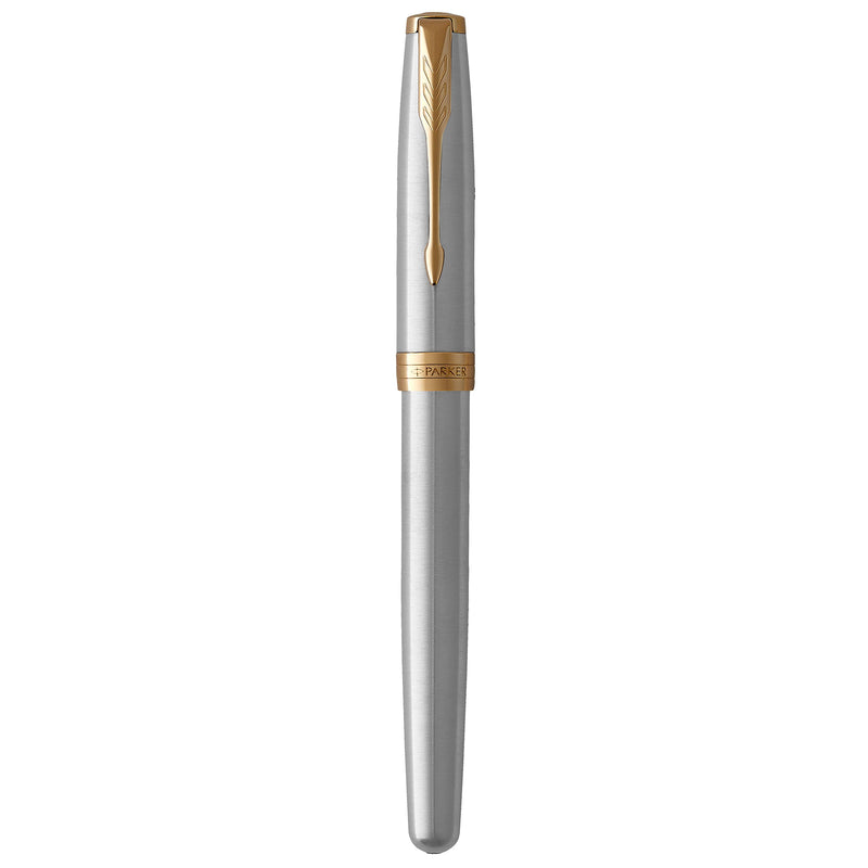 PARKER Sonnet Stainless Steel GT fountain pen fine nib (British brand)
