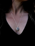 Nina B marcasite oval locket pendant necklace silver, UK version
