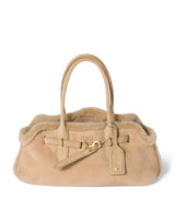 Harrods Miu Miu Suede-Shearling Aventure Shoulder Bag- Buy online at McGrocer