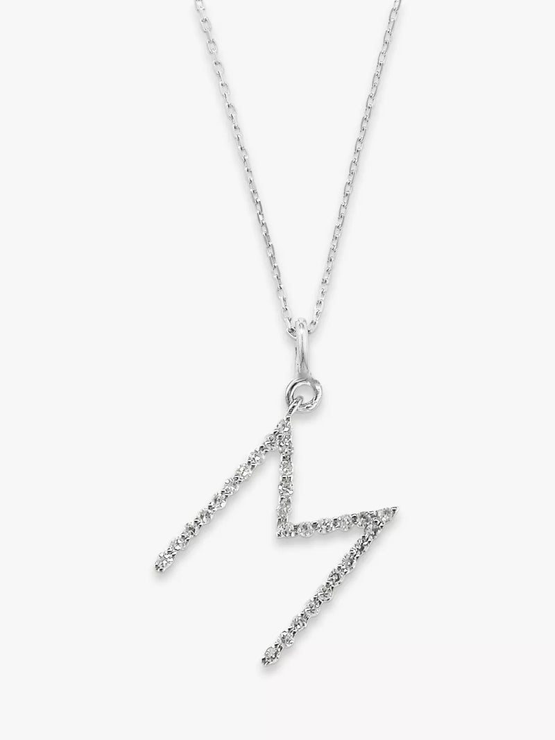E.W Adams 9ct White Gold Diamond Initial Pendant