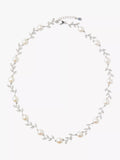 Lido leaf pearl necklace in silver and white - British product