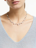Lido leaf pearl necklace in silver and white - British product