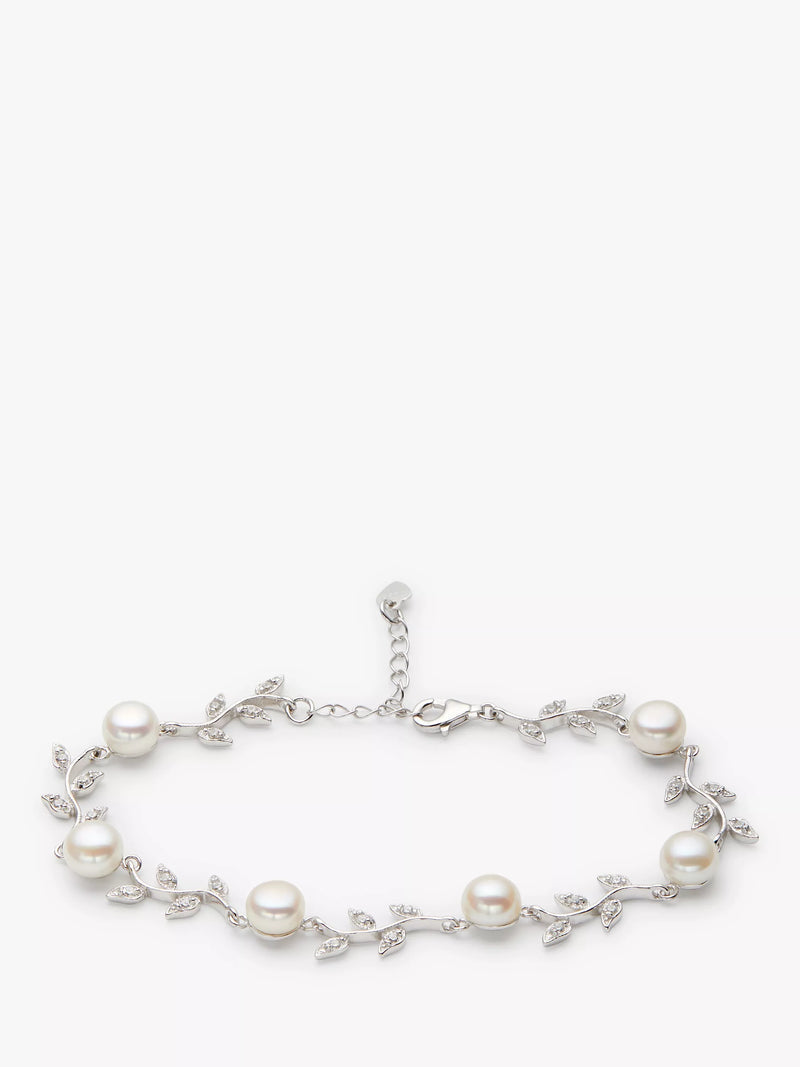 Lido leaf pearl bracelet in sterling silver (British brand)