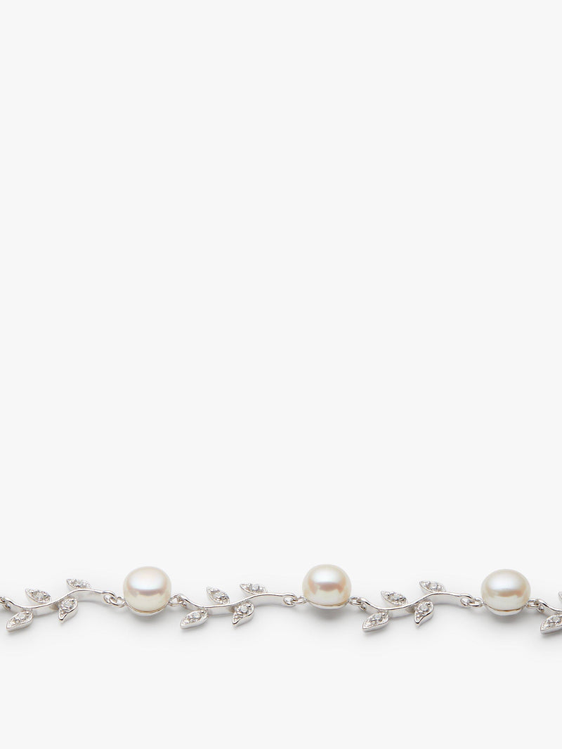 Lido leaf pearl bracelet in sterling silver (British brand)