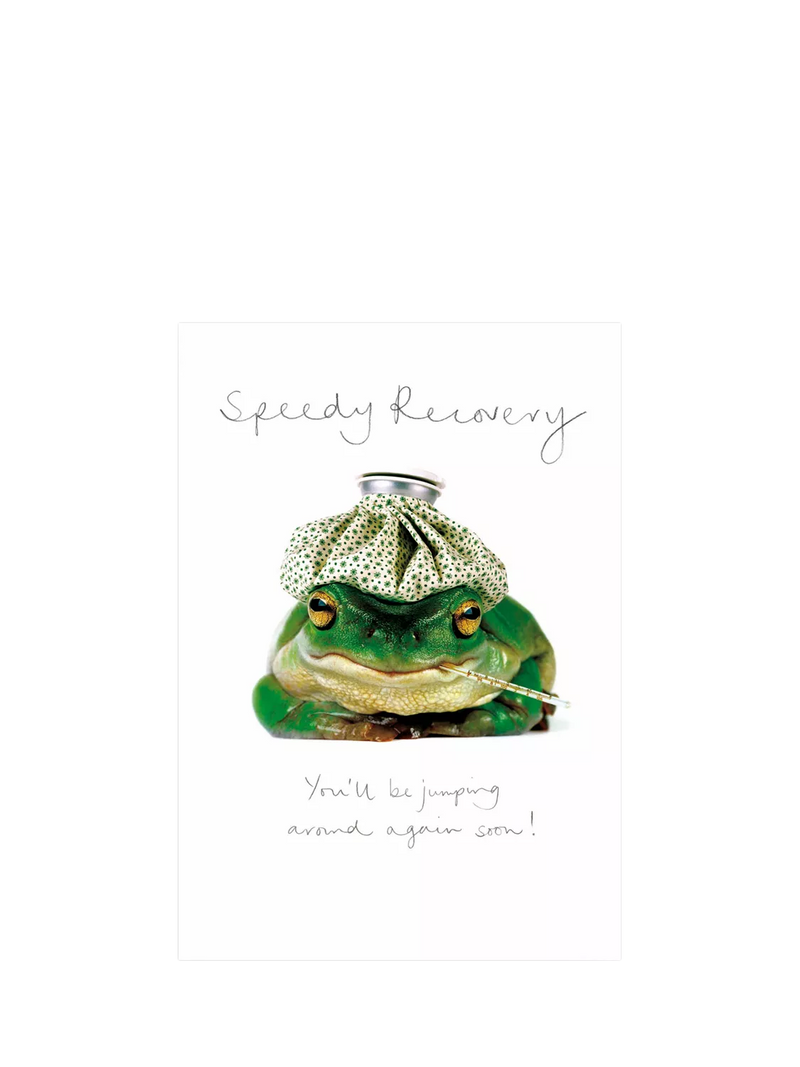 Woodmansterne frog get well card 15x15cm (British brand)