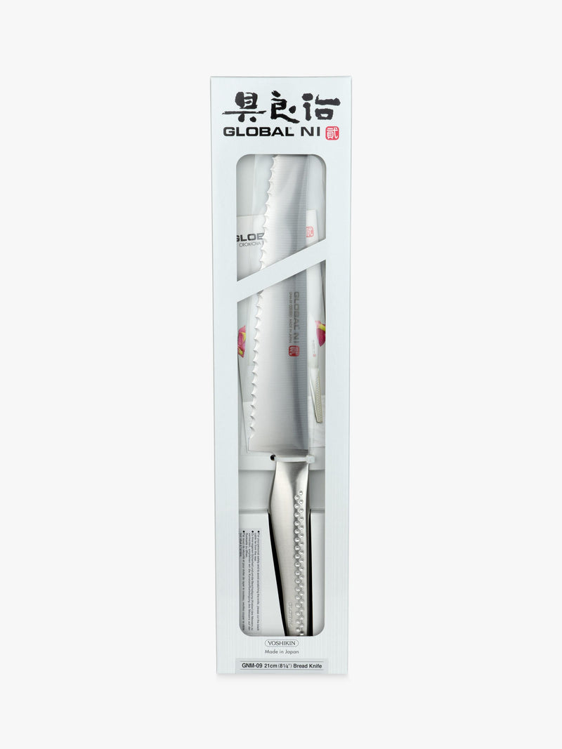 Global NI bread knife 21cm with scalloped edge, imported from the UK