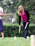 Bex Kubb game set with wooden pieces and cotton bag - British product