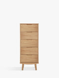 John Lewis Bow tallboy chest natural finish, imported from the UK
