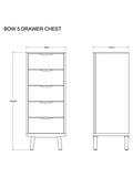John Lewis Bow tallboy chest natural finish, imported from the UK