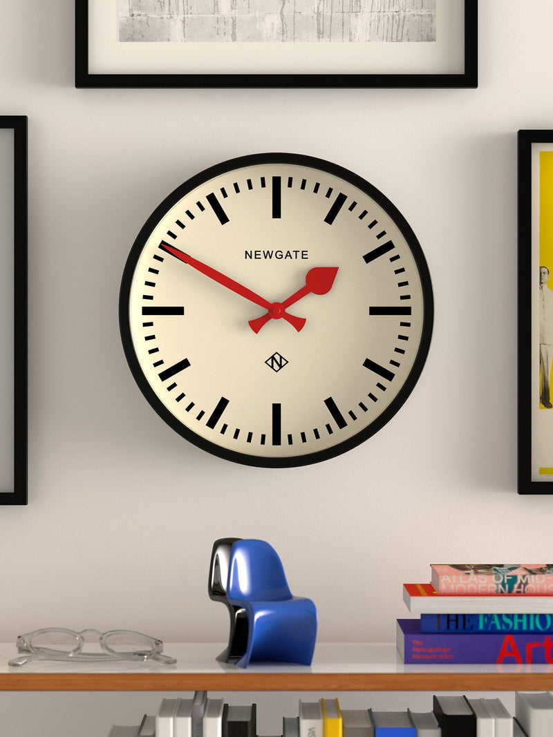 Newgate Clocks Luggage analogue wall clock 30cm black and red - British product
