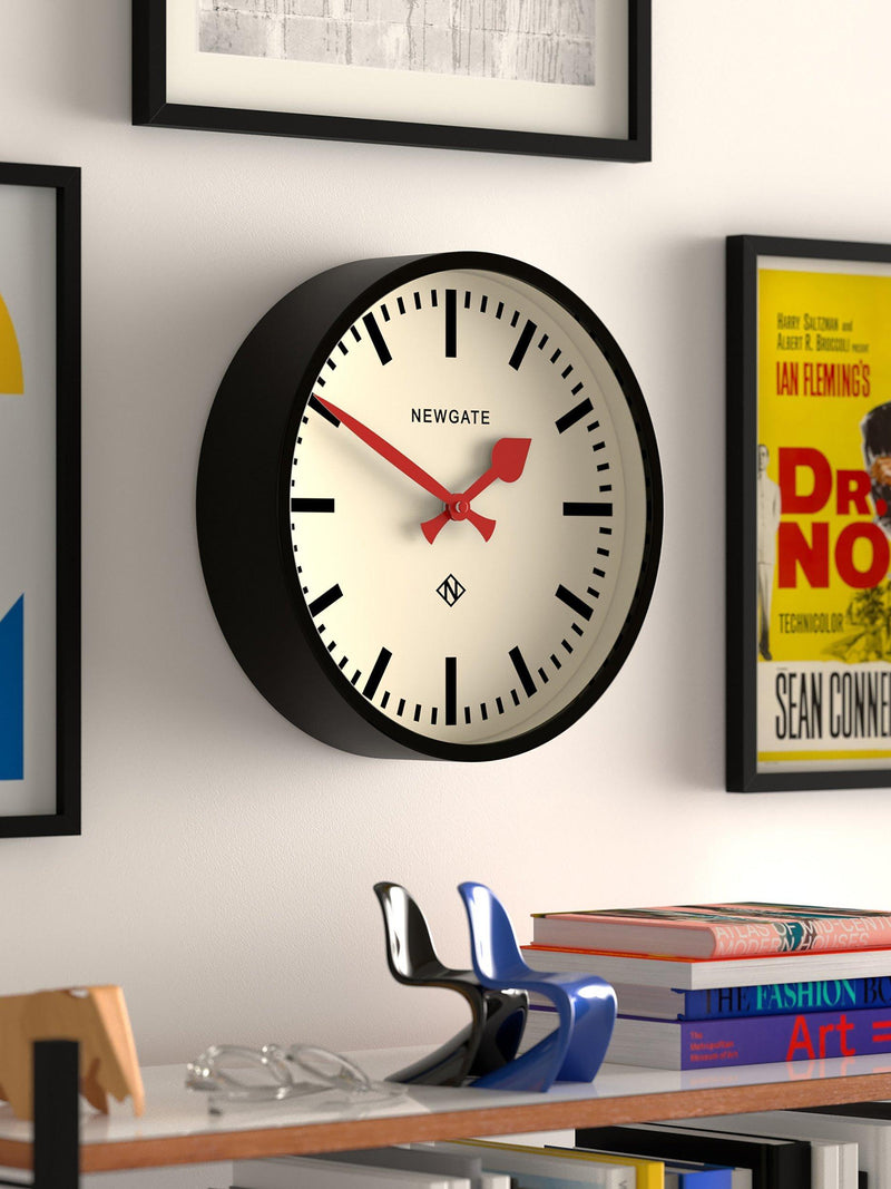 Newgate Clocks Luggage analogue wall clock 30cm black and red - British product
