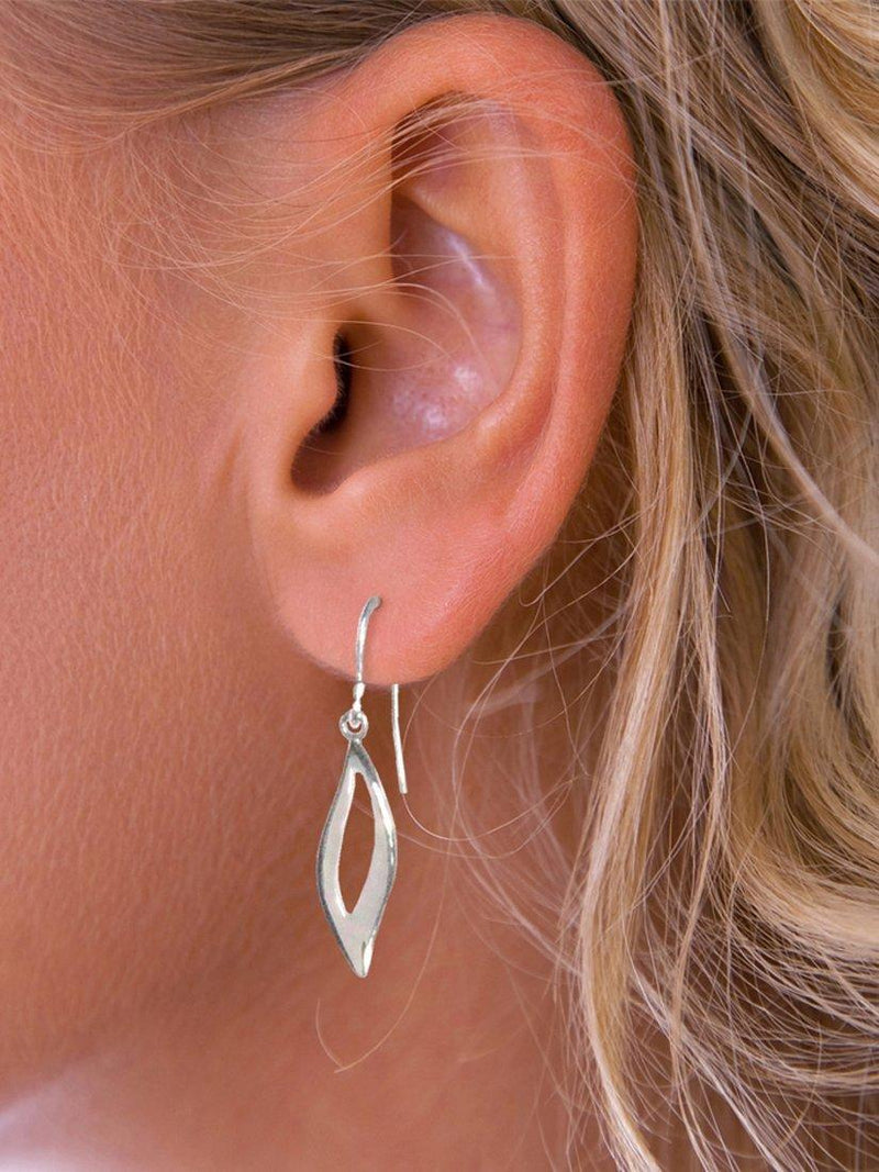 Nina B hook drop earrings silver (British brand)