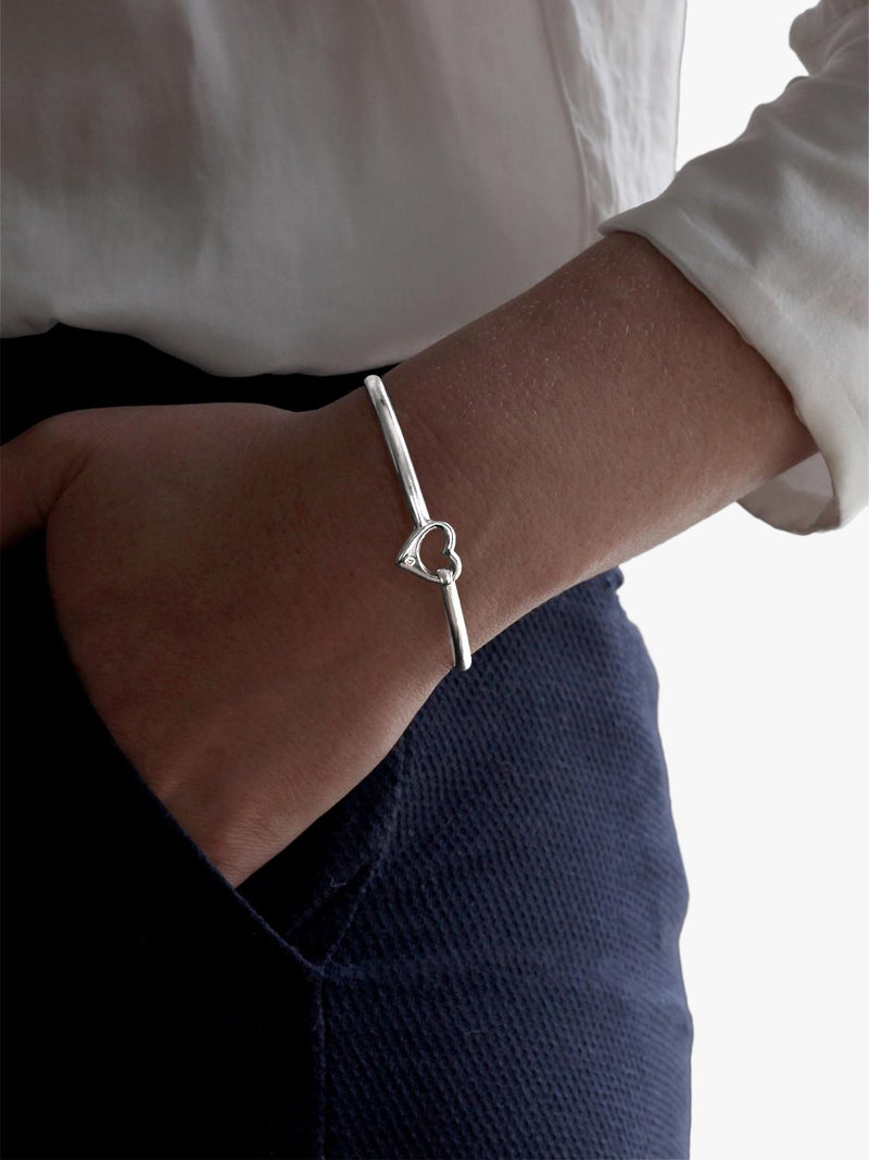 Nina B sterling silver heart diamond bangle - British product
