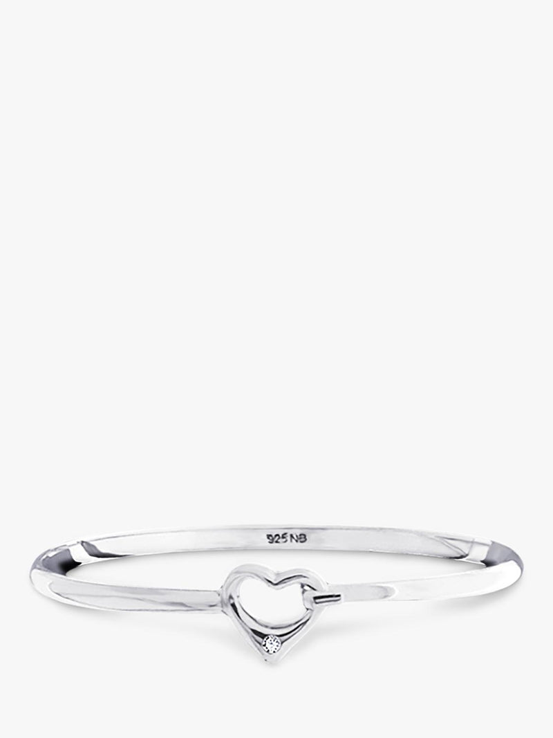 Nina B sterling silver heart diamond bangle - British product