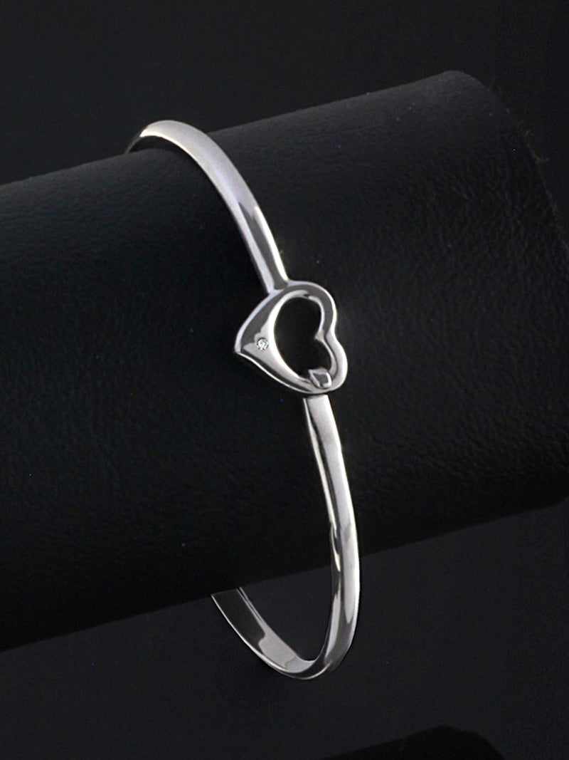 Nina B sterling silver heart diamond bangle - British product