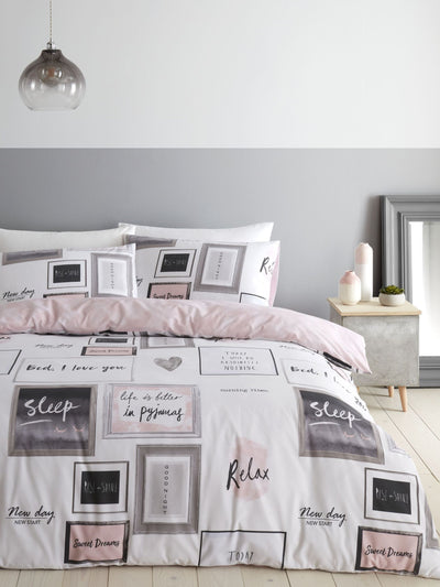 Next Catherine Lansfield Blush Pink Sleep Dreams Duvet Cover and Pillowcase Set- Buy online at McGrocer