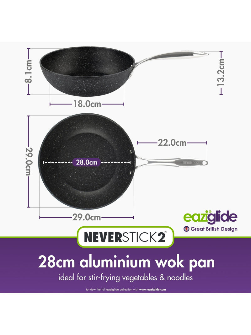 Eaziglide Neverstick2 aluminium non-stick open wok 28cm, UK version