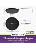 Eaziglide Neverstick2 Aluminum Non-Stick Pancake Pan Black 25cm - British product