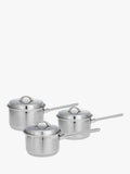 Classic Stainless Steel Lidded Saucepan Set 3 Piece