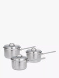 John Lewis stainless steel saucepan set with lids, 3 piece, UK version