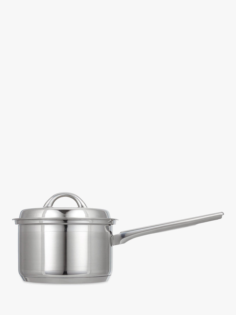 John Lewis stainless steel saucepan set with lids, 3 piece, UK version