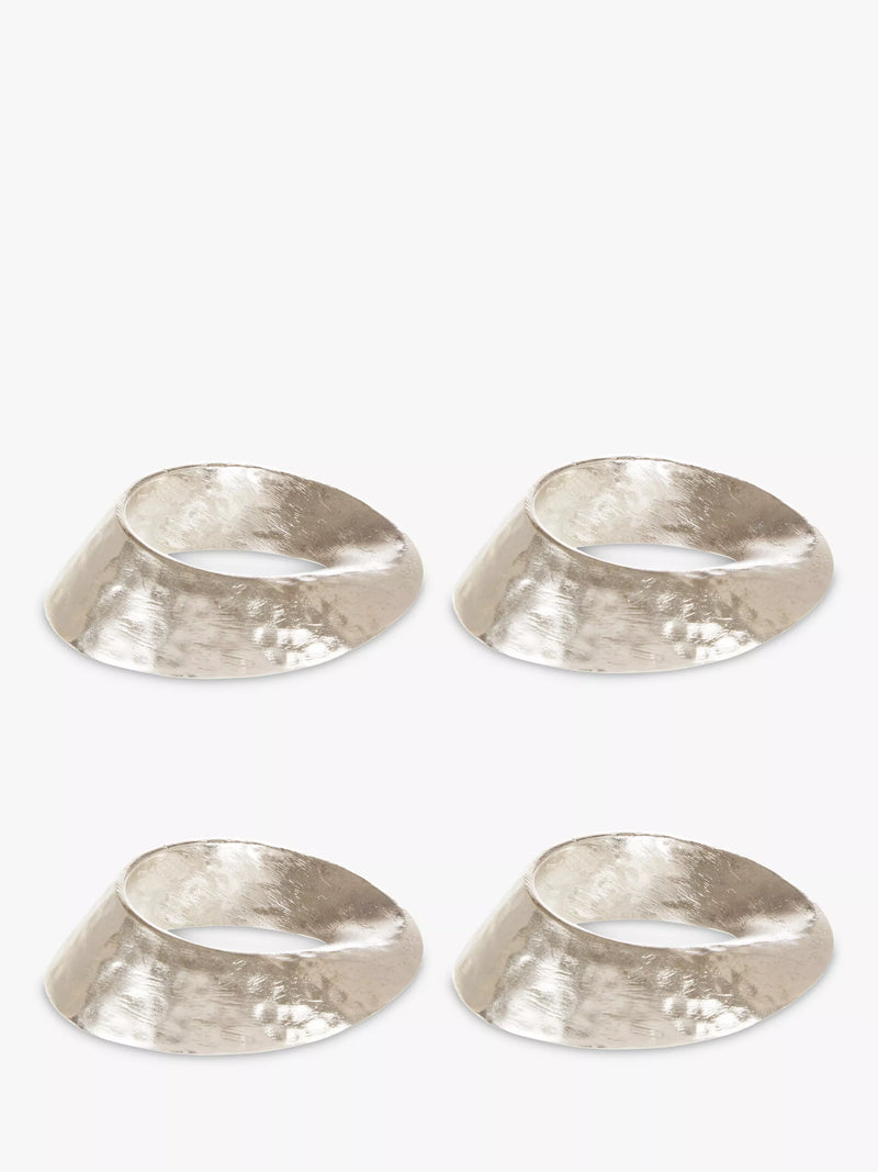 John Lewis Swirl napkin rings set of 4 silver (British brand)