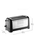 Dualit 2-Slice Long Lite Toaster, Black Gloss