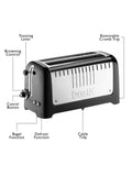 Dualit 2-Slice Long Lite Toaster, Black Gloss