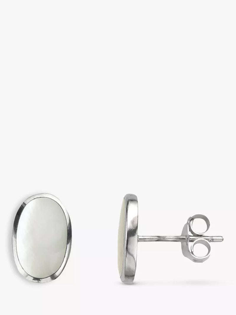 Nina B Oval Stud Earrings with Mother of Pearl