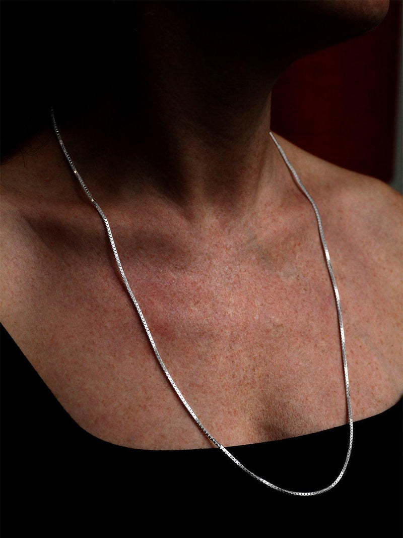 Nina B sterling silver box chain necklace 70cm (British brand)