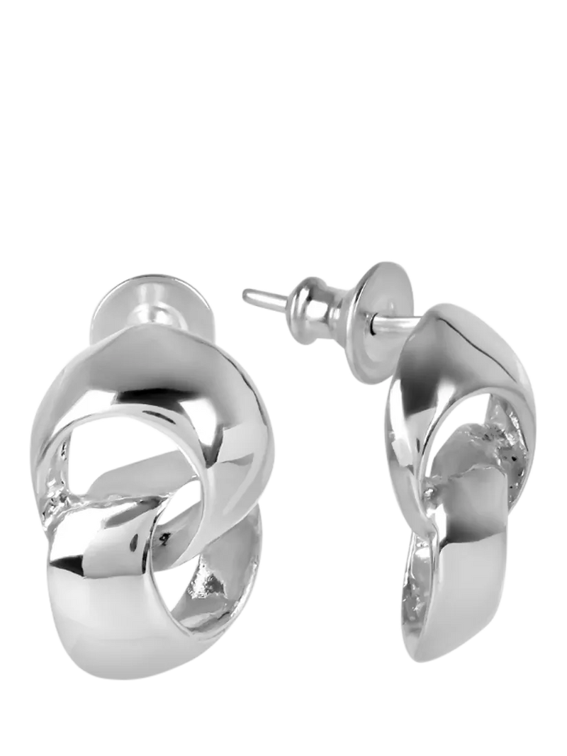 Andea double loop stud earrings silver, imported from the UK