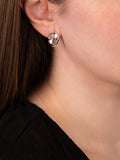 Andea double loop stud earrings silver, imported from the UK